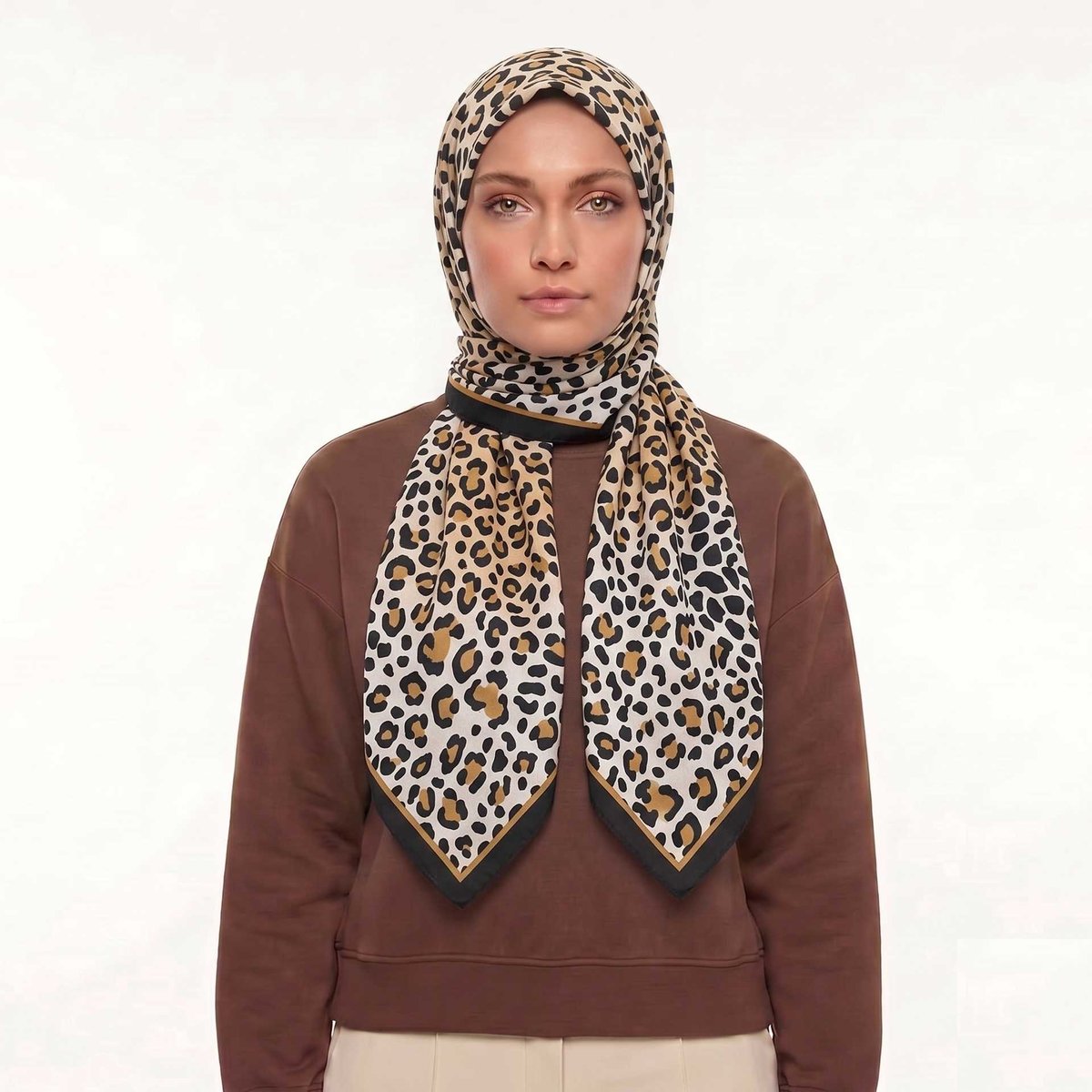 Mısırlı Eşarp - Leopar Krep Eşarp - Desen 03