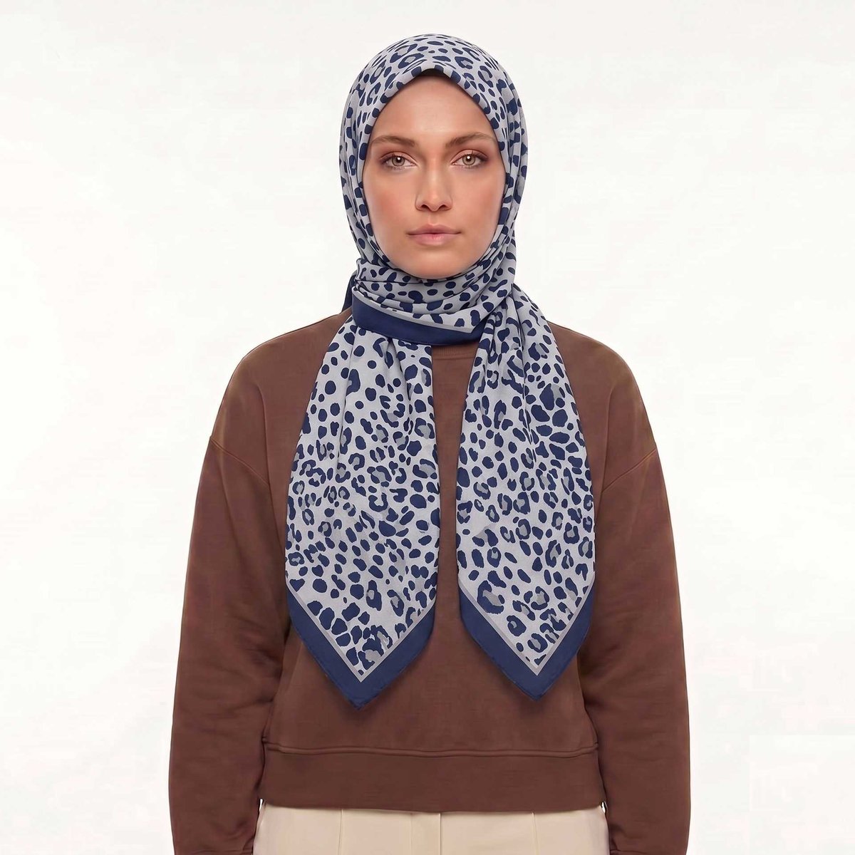 Mısırlı Eşarp - Leopar Krep Eşarp - Desen 07