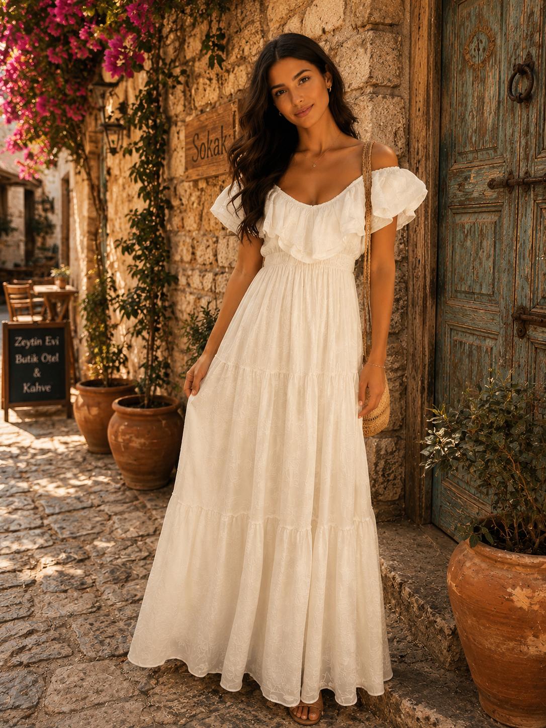 Antika Etnik Elbise (Beyaz) - Model 031